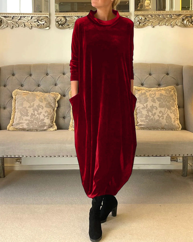 Rosie - Stylish velvet dress with pockets