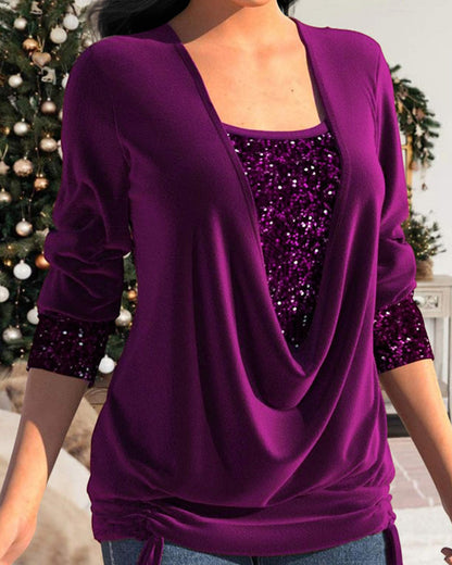 Reese I Long Sleeve Sequin Top