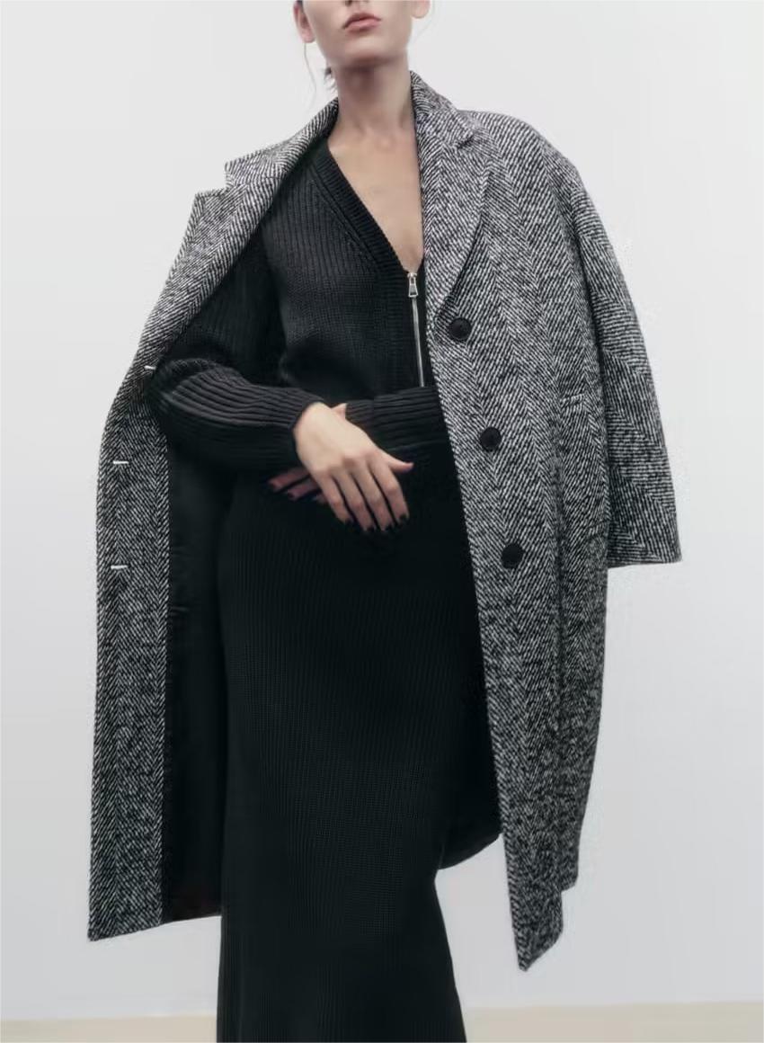 OGUH - Women's Herringbone Pattern Overcoat