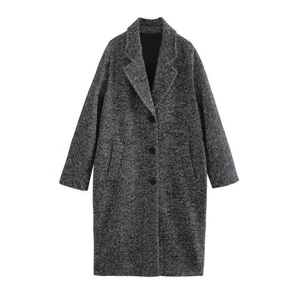 OGUH - Women's Herringbone Pattern Overcoat