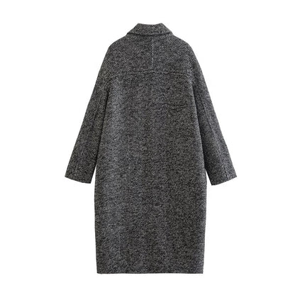 OGUH - Women's Herringbone Pattern Overcoat