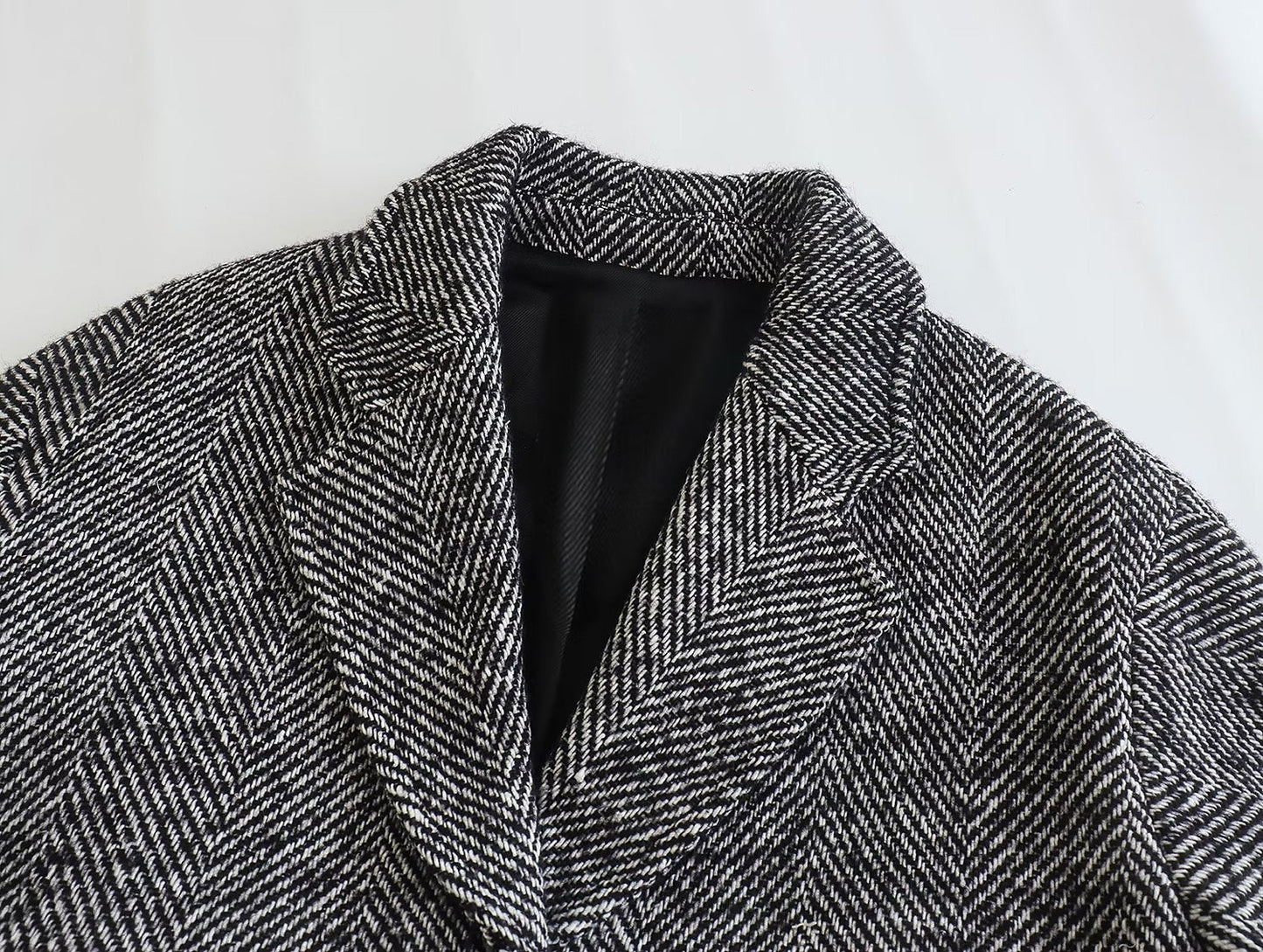 OGUH - Women's Herringbone Pattern Overcoat