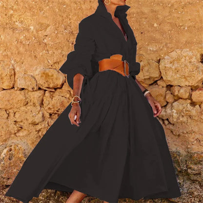 Hala | Elegant lapel shirt dress