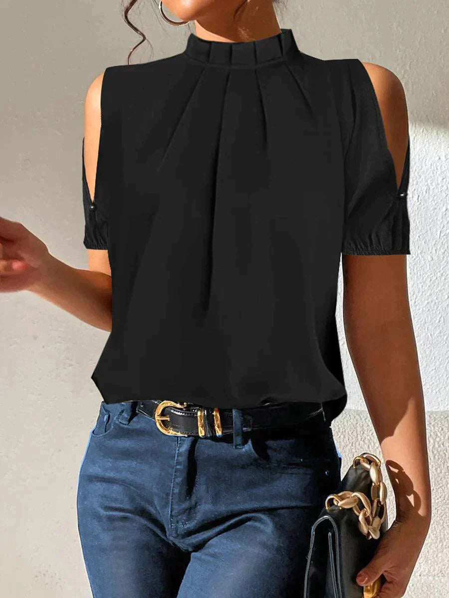 Rima - Black Pleated Top