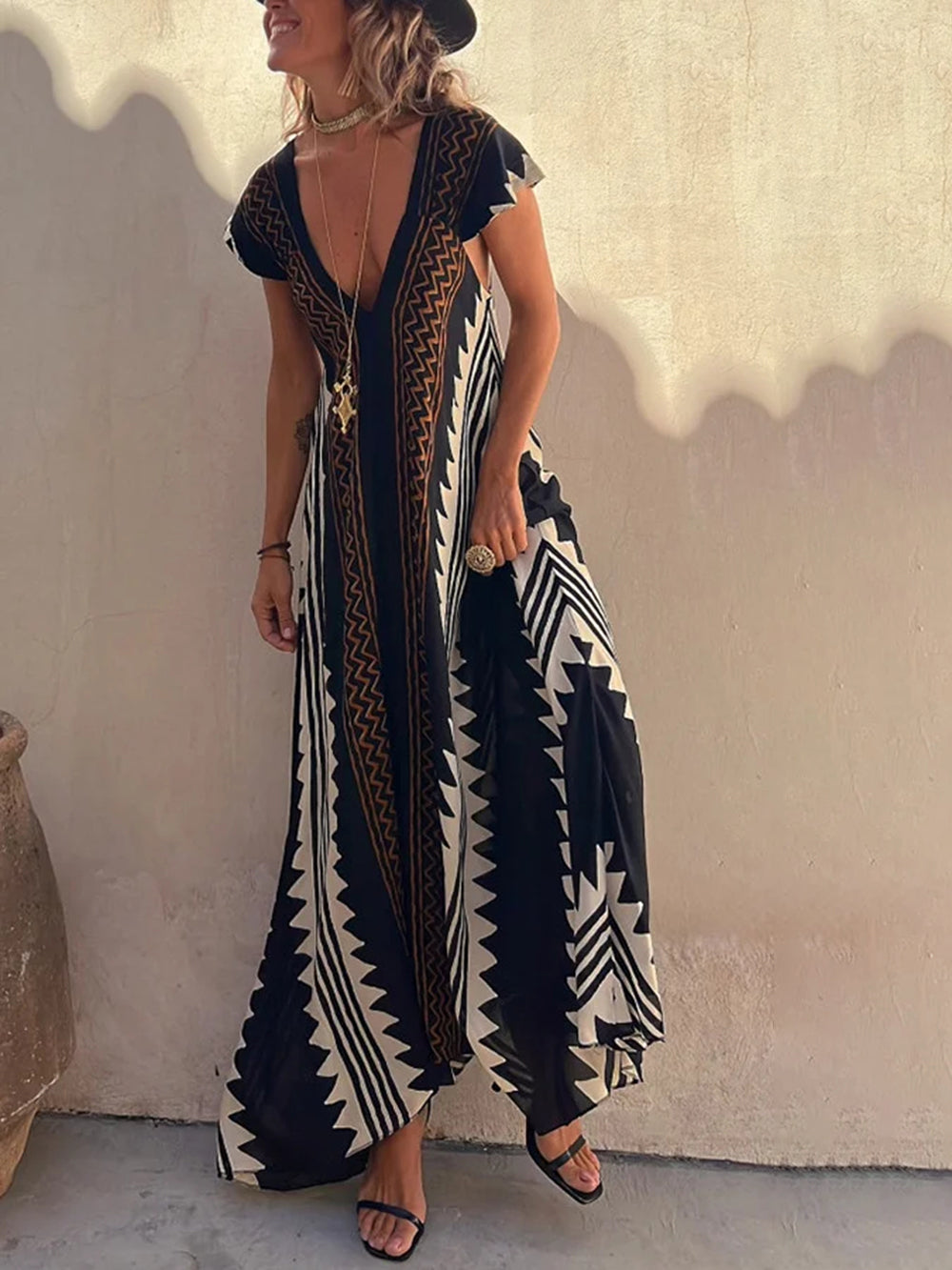 Shannon | Women's maxi Dress with Aztec Pattern