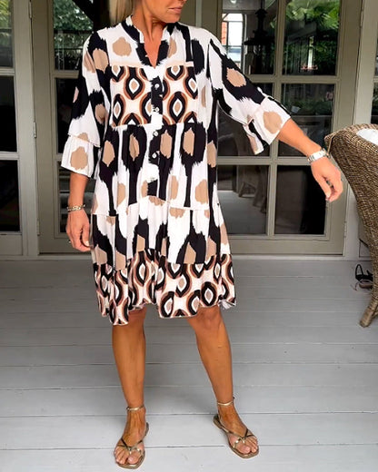 Emilia | Print Dress With 3/4 Sleeves