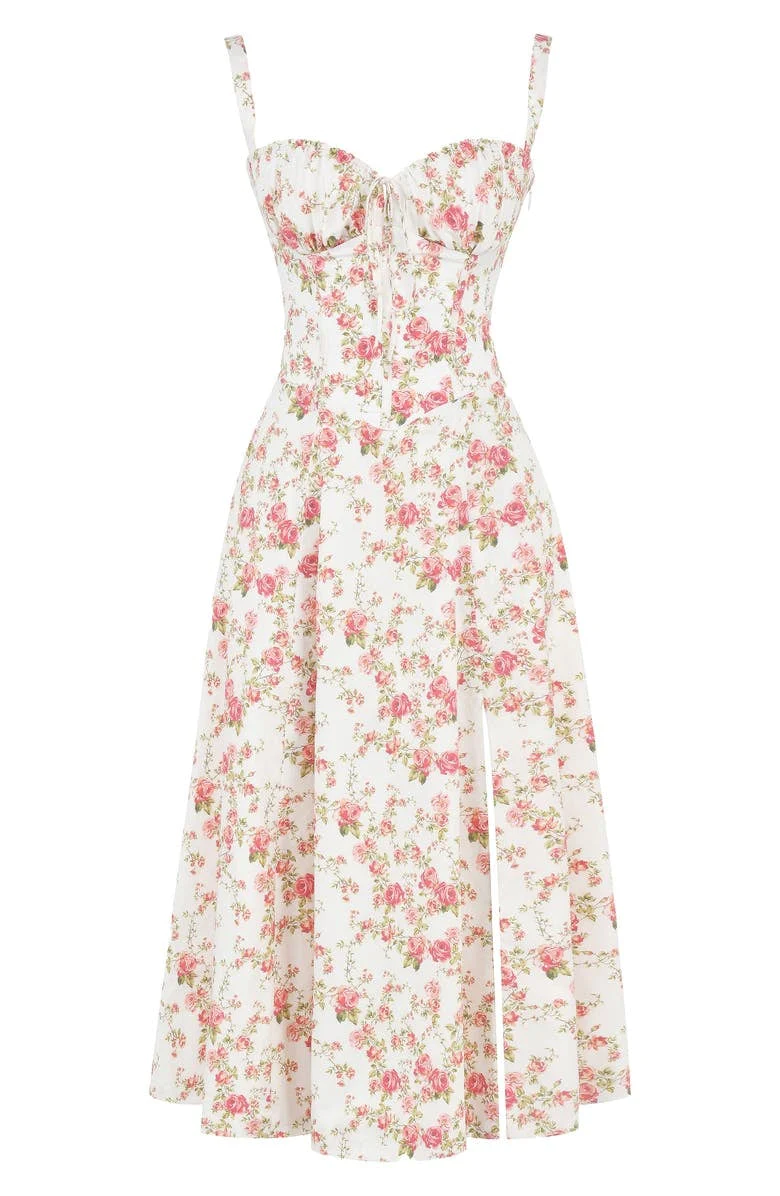 Diana Floral Bustier Waist-Shaping Dress