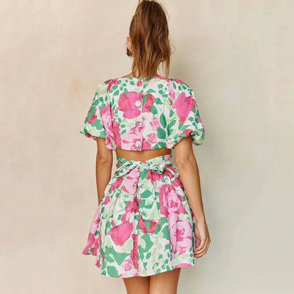 Hali - Floral V-Neck Wrap Dress