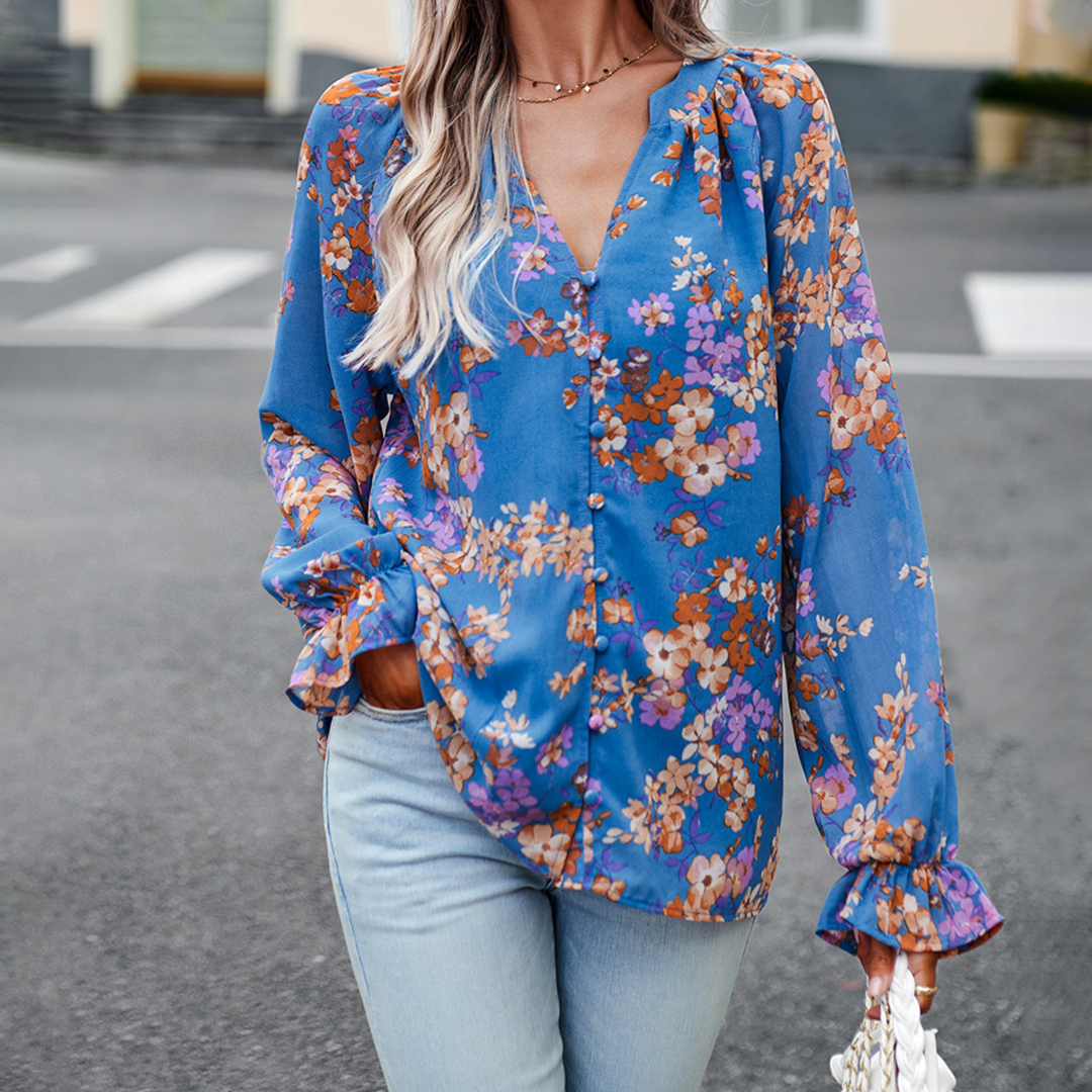 Faye | Long Sleeve Floral Blosue