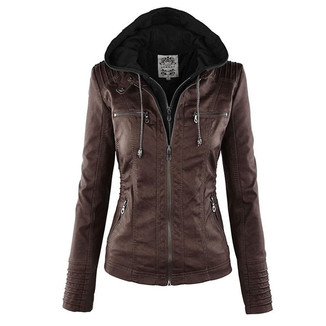 ASHTON - Vegan Leather Jacket With Detachable Hood