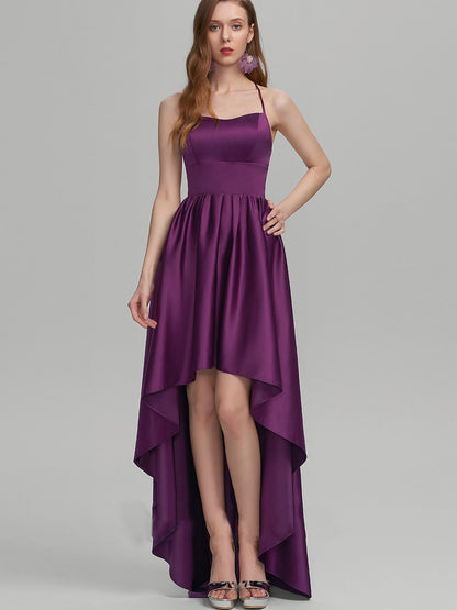 Satin A-Line Spaghetti Straps Sleeveless Prom Dress-GD100549