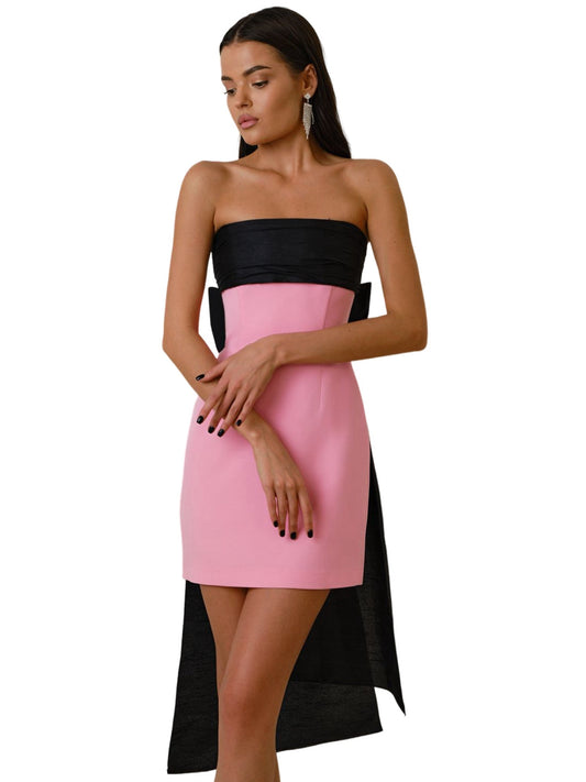 Satin Column Strapless Long Sleeves-Dress-GD101799