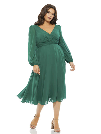 Chiffon A-Line V-Neck Long Sleeves-Dress-GD101825