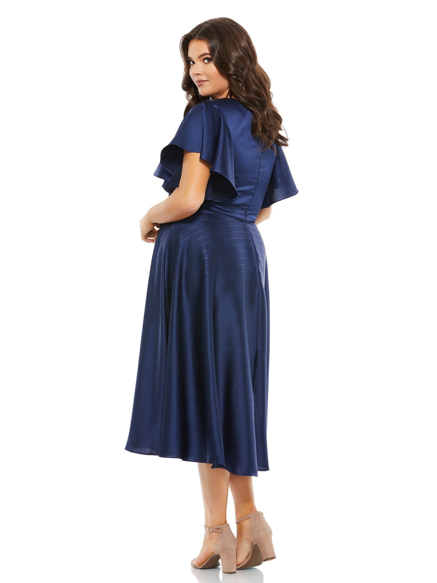 Satin A-Line V-Neck Puff Sleeves-Dress-GD101826