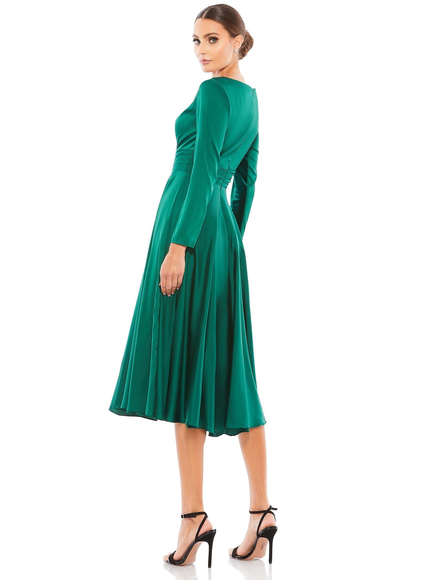 Satin A-Line V-Neck Long Sleeves-Dress-GD101829