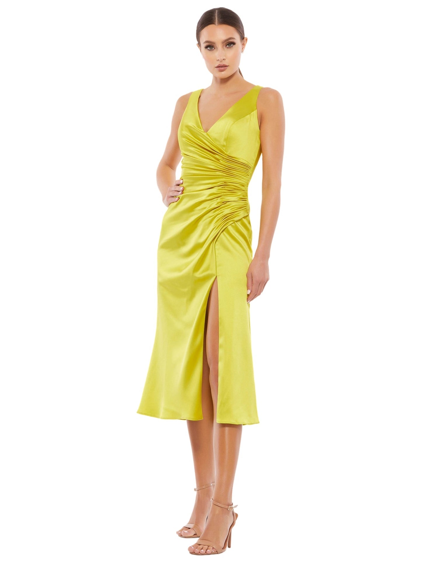 Silk Column V-Neck Sleeveless Dress-GD101831