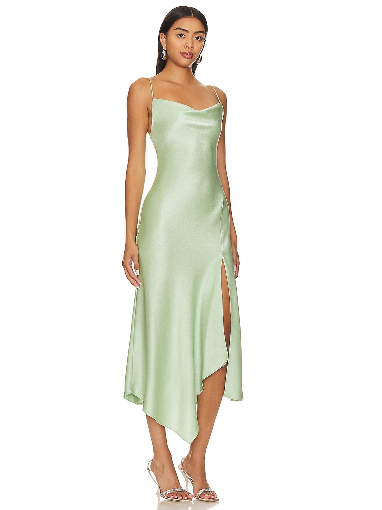 Strech Satin Column Spaghetti Straps Sleeveless-Dress-GD101840