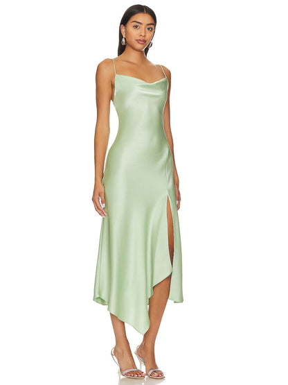 Strech Satin Column Spaghetti Straps Sleeveless-Dress-GD101840