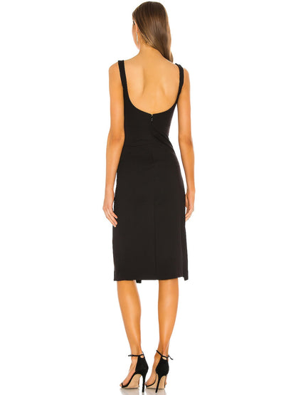 Ruched Surplice Sheath Boat Neck Sleeveless-Dress-GD101846