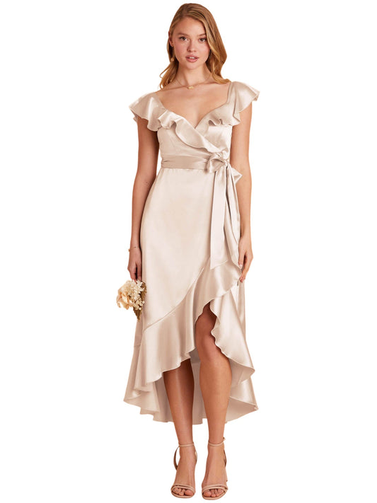 Strech Satin Column V-Neck Sleeveless-Dress-GD101847