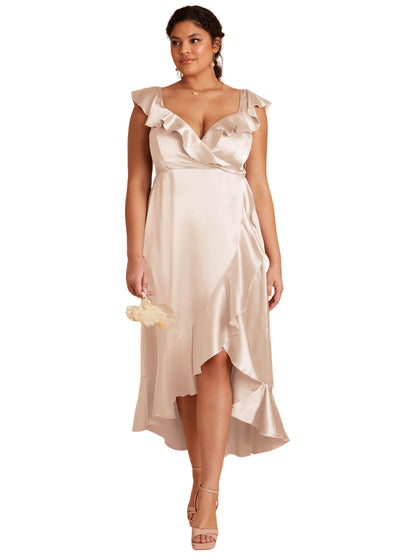 Strech Satin Column V-Neck Sleeveless-Dress-GD101847