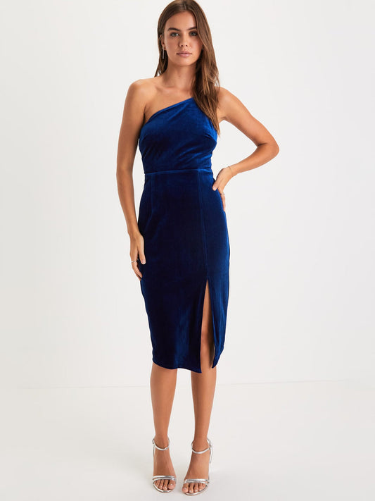 Velvet Sheath One Shoulder Sleeveless-Dress-GD101856