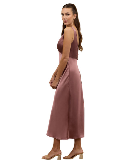 Satin Column V-Neck Sleeveless-Dress-GD101862