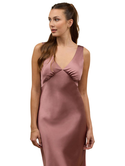 Satin Column V-Neck Sleeveless-Dress-GD101862