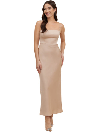 Satin Column Spaghetti Straps Sleeveless-Dress-GD101864