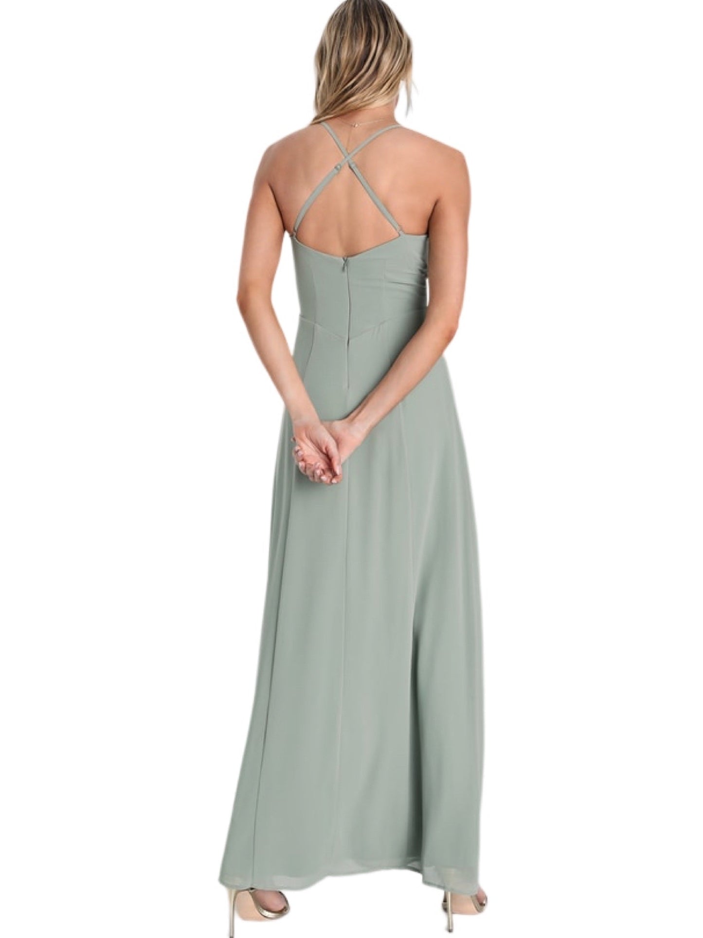 Chiffon A-Line V-Neck Sleeveless Dress-GD101878