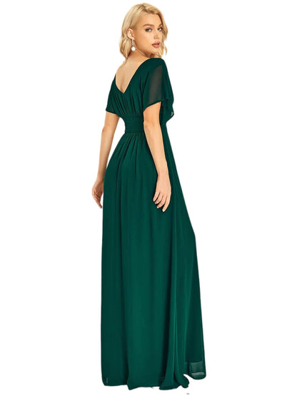 Chiffon A-Line Dipped Half Sleeves Dress-GD101883