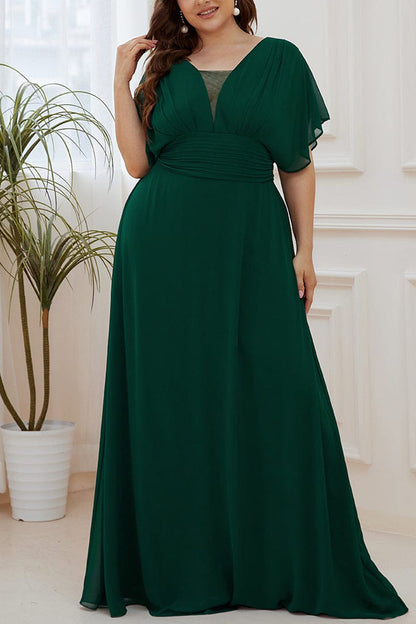 Chiffon A-Line Dipped Half Sleeves Dress-GD101883