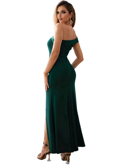 Ruched Surplice Mermaid One Shoulder Sleeveless-Dress-GD101910