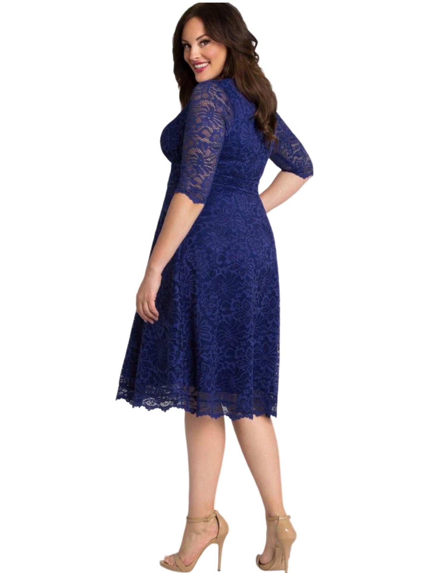 Lace A-Line V-Neck Half Sleeves Dress-GD101922