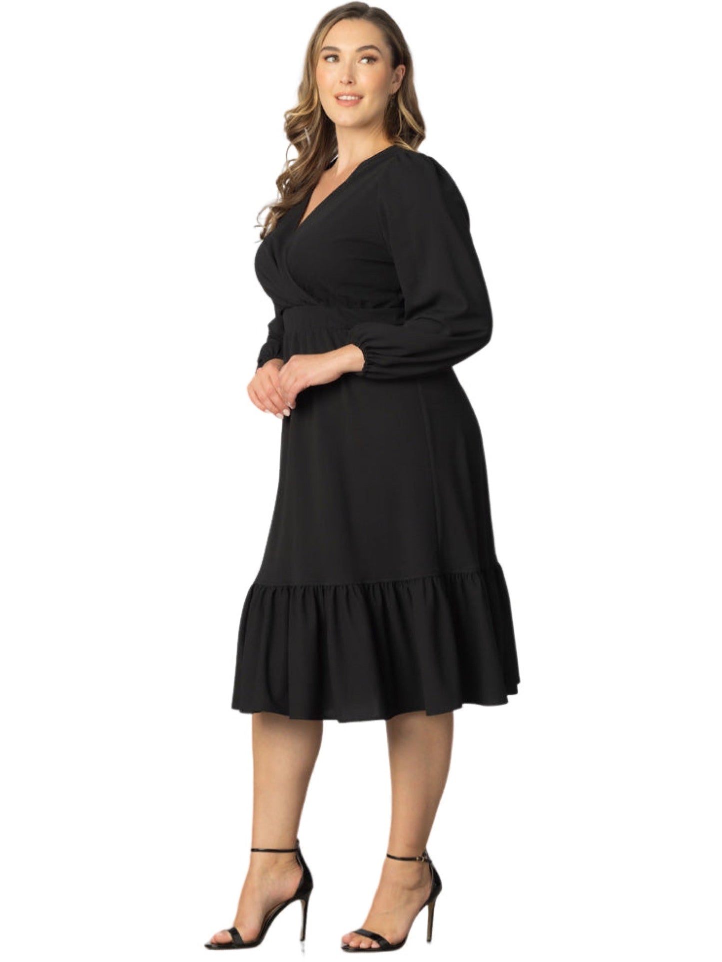 Ruched Surplice A-Line V-Neck Long Sleeves-Dress-GD101923