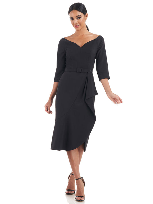 Ruched Surplice Column V-Neck Half Sleeves-Dress-GD101940