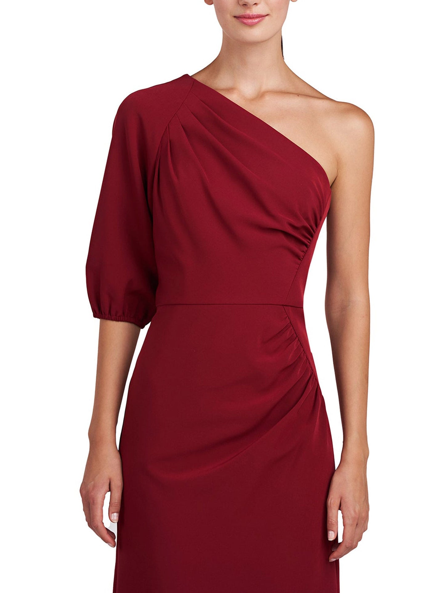 Ruched Surplice Column One Shoulder Half Sleeve-Dress-GD101955