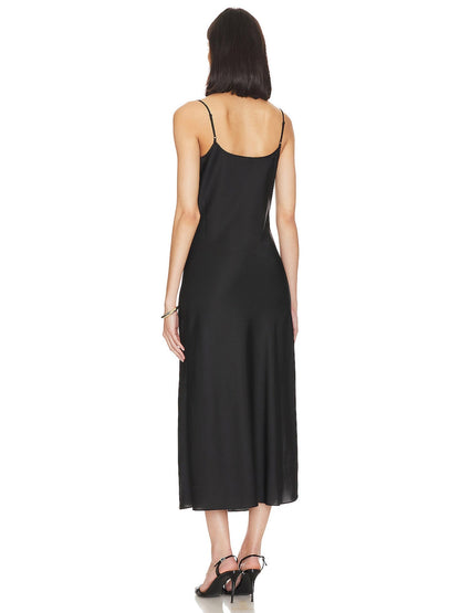 Satin Column Spaghetti Straps Sleeveless-Dress-GD101956