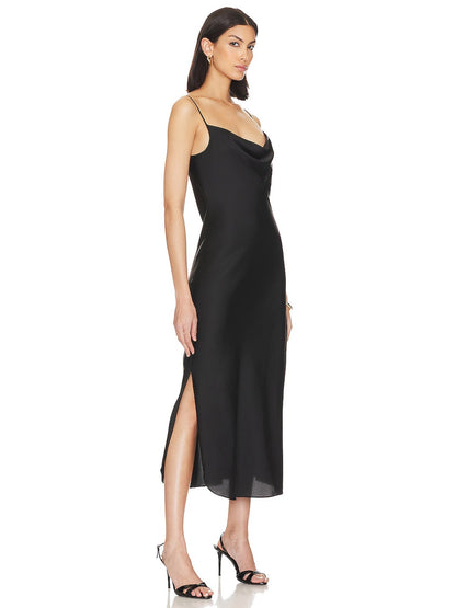 Satin Column Spaghetti Straps Sleeveless-Dress-GD101956