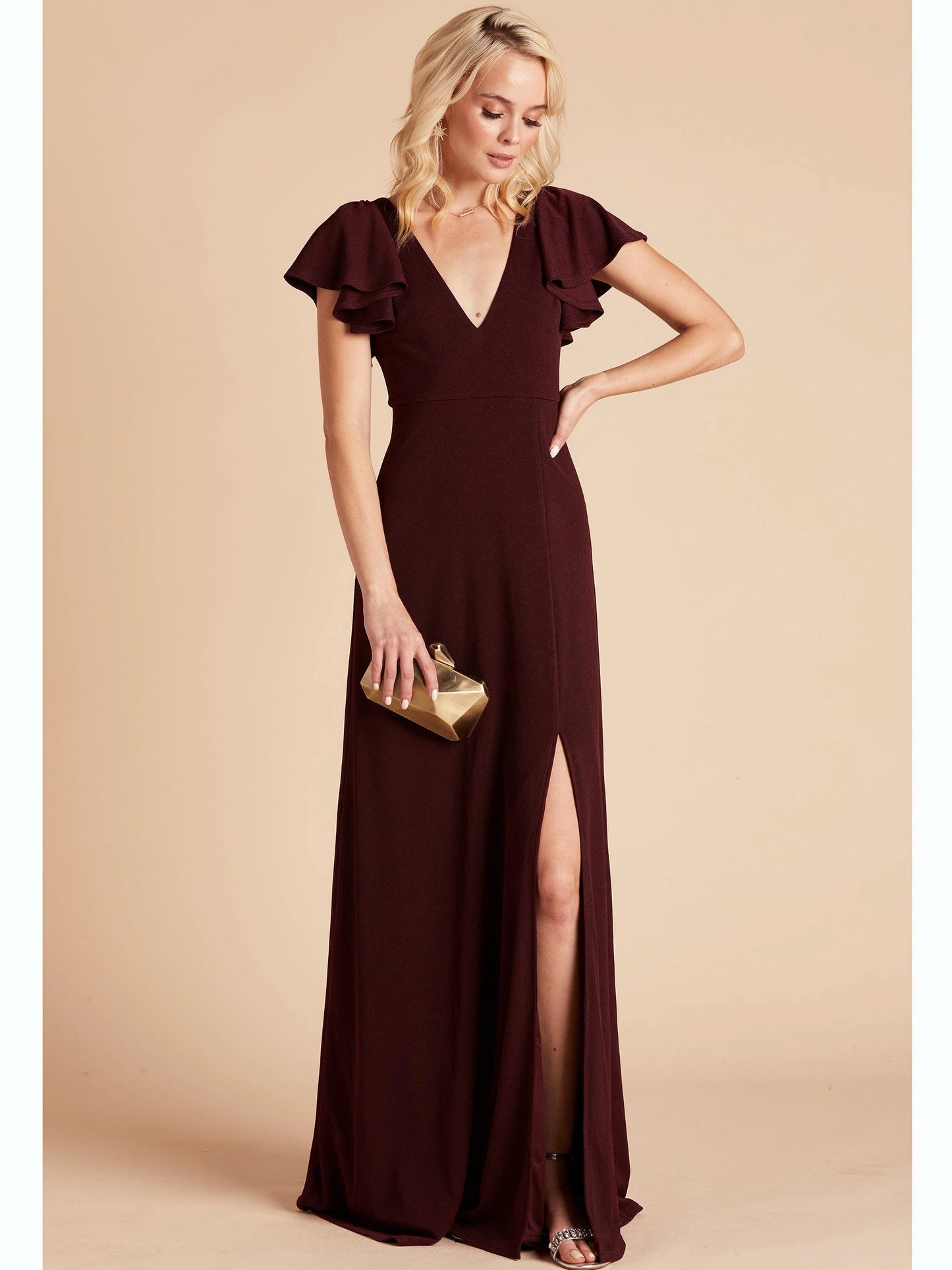 Chiffon A-Line V-Neck Short Sleeves-Prom Dress-GD102007