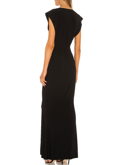 Polyester Spandex Sheath Dipped Cap Sleeves-Prom Dress-GD102031