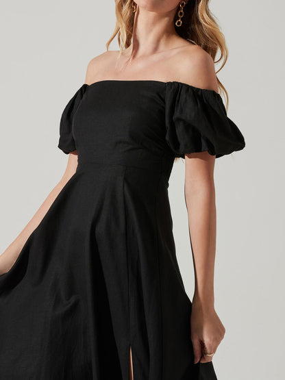 Ruched Surplice A-Line Off the Shoulder Half Sleeves-Dress-GD102206