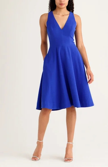 Ruched Surplice A-Line V-Neck Sleeveless Dress-GD102210