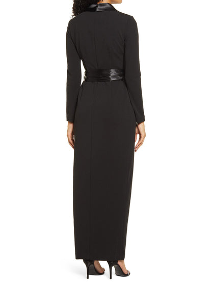 Ruched Surplice Sheath V-Neck Long Sleeves-Dress-GD102211