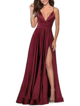 Stretch Satin A-Line Dipped Sleeveless Dress-GD102216