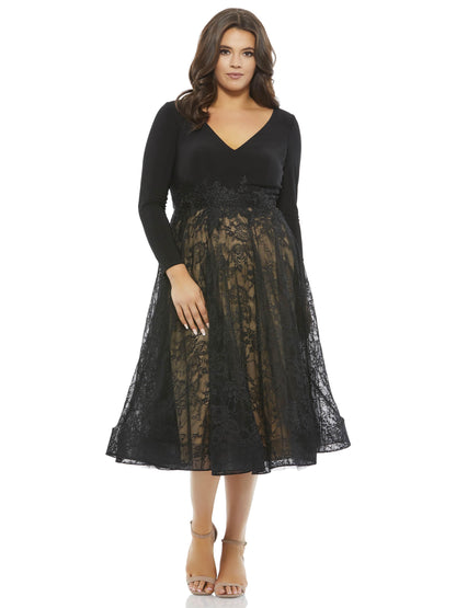 Lace A-Line V-Neck Long Sleeves-Dress-GD102219