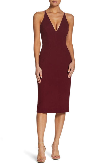 Ruched Surplice Sheath V-Neck Sleeveless Dress-GD102226