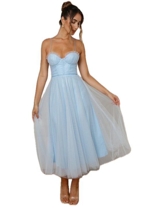 Tulle A-Line Spaghetti Straps Sleeveless Dress-GD102240