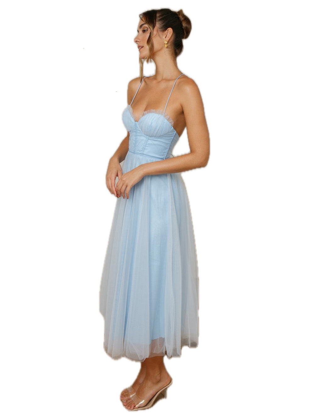 Tulle A-Line Spaghetti Straps Sleeveless Dress-GD102240