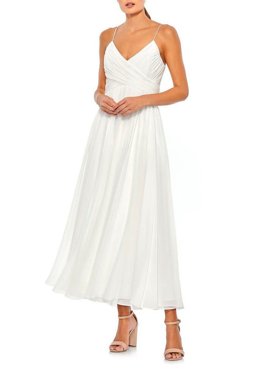 Pearl Chiffon A-Line Spaghetti Straps Sleeveless Dress-GD102258